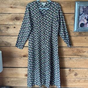 Vintage April Cornell maxi dress floral medium brown